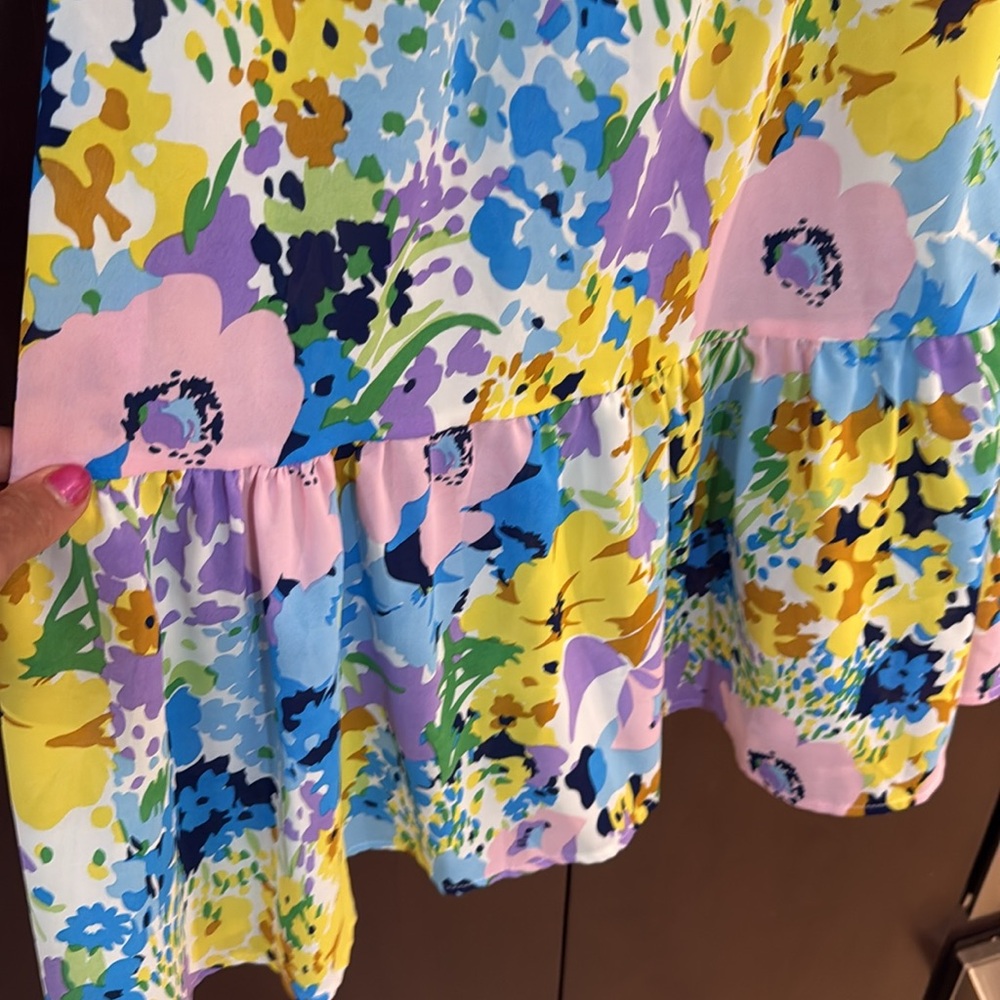 SHEIN Bright floral short sleeve babydoll dress multicolor Size Small - Picture 7 of 9